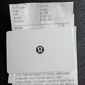 Lululemon White Gift Card